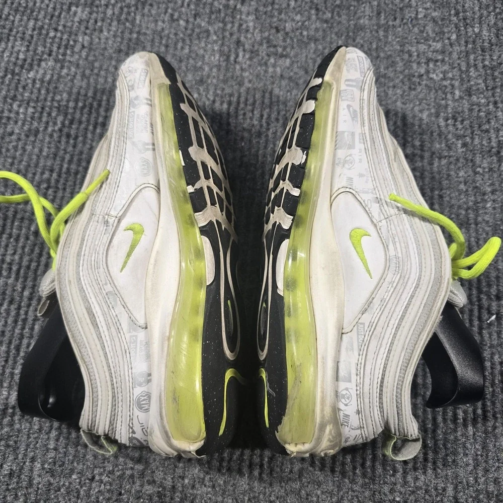 Nike Air Max 97 Shoes 6.5Y Womens Size 8 White Volt Gray Reflective‎ 921522-108